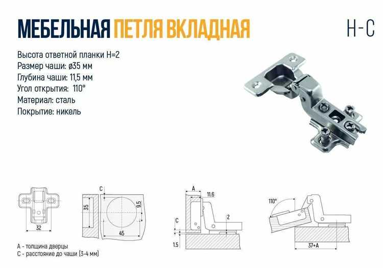 Схема установки мебельных петель с диаметром 35